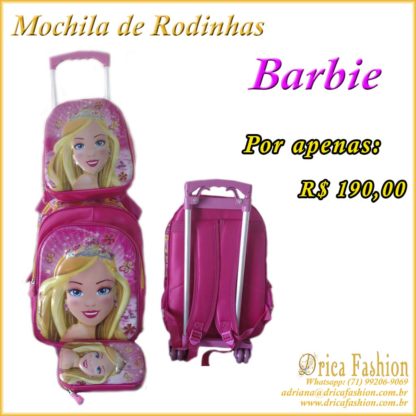 Mochila de Rodinhas Barbie Drica Fashion Salvador