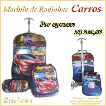 Mochila de Rodinhas Carros Drica Fashion Salvador
