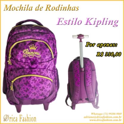 Mochila de Rodinhas Estilo Kipling Drica Fashion Salvador